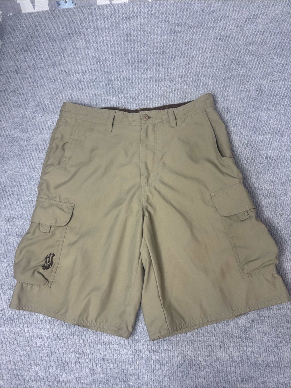 Hawk Cargo Flat Front Chino Shorts Tan Sz 32